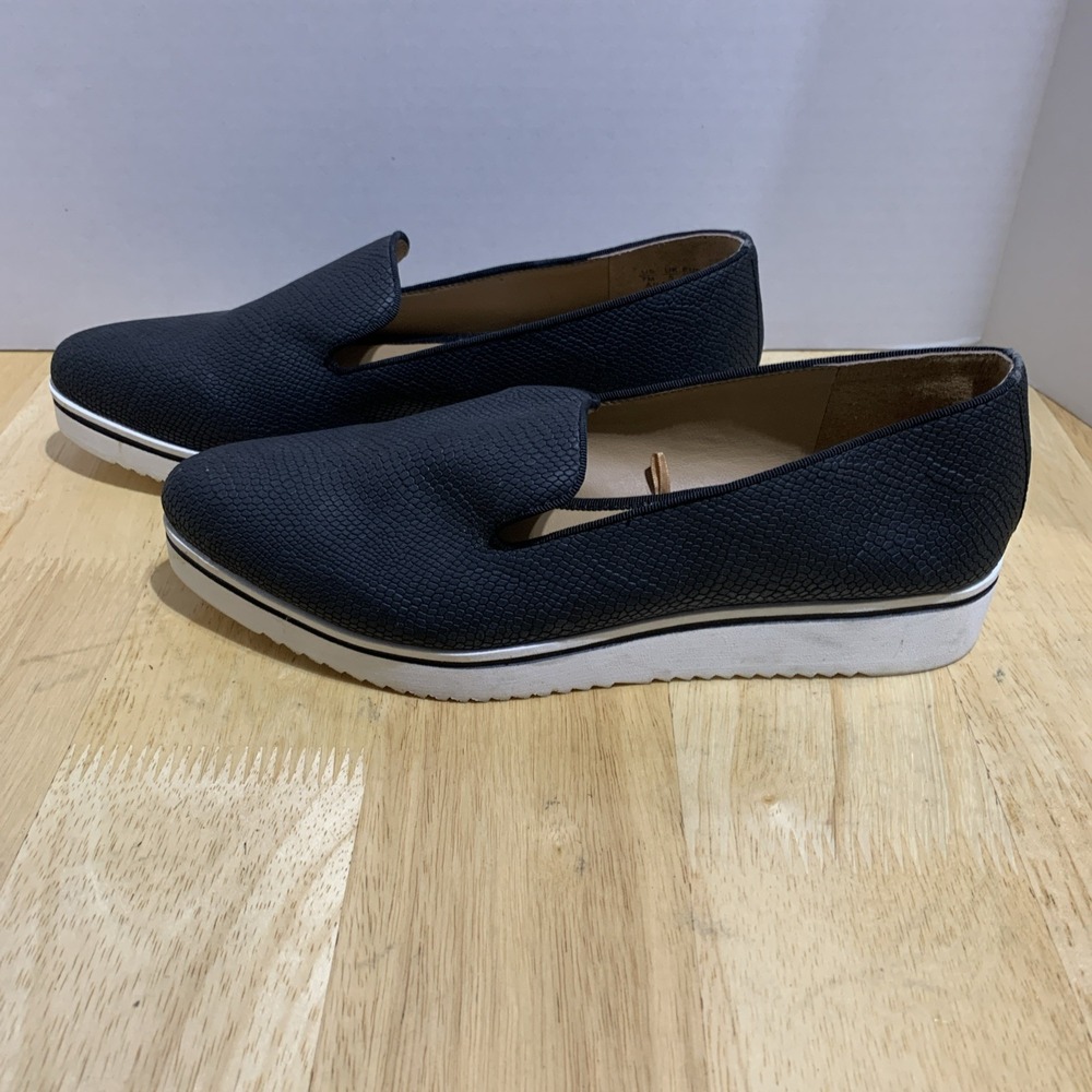 Franco Sarto‎ Black Emboss Nubuck Leather Fabrina Sporty Loafer Shoes 7